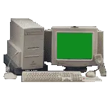 Animated gif of an old computer with CRT monitor that displays the text “Welcome to my web page”