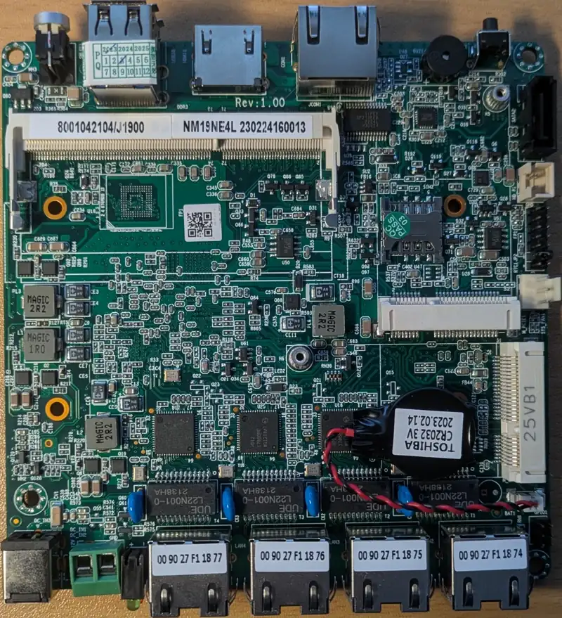 View of the motherboard PCB from the bottom