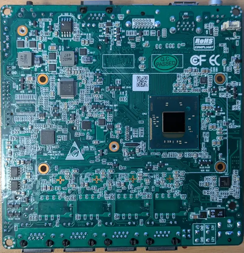 View of the motherboard PCB from the top